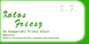 kolos friesz business card